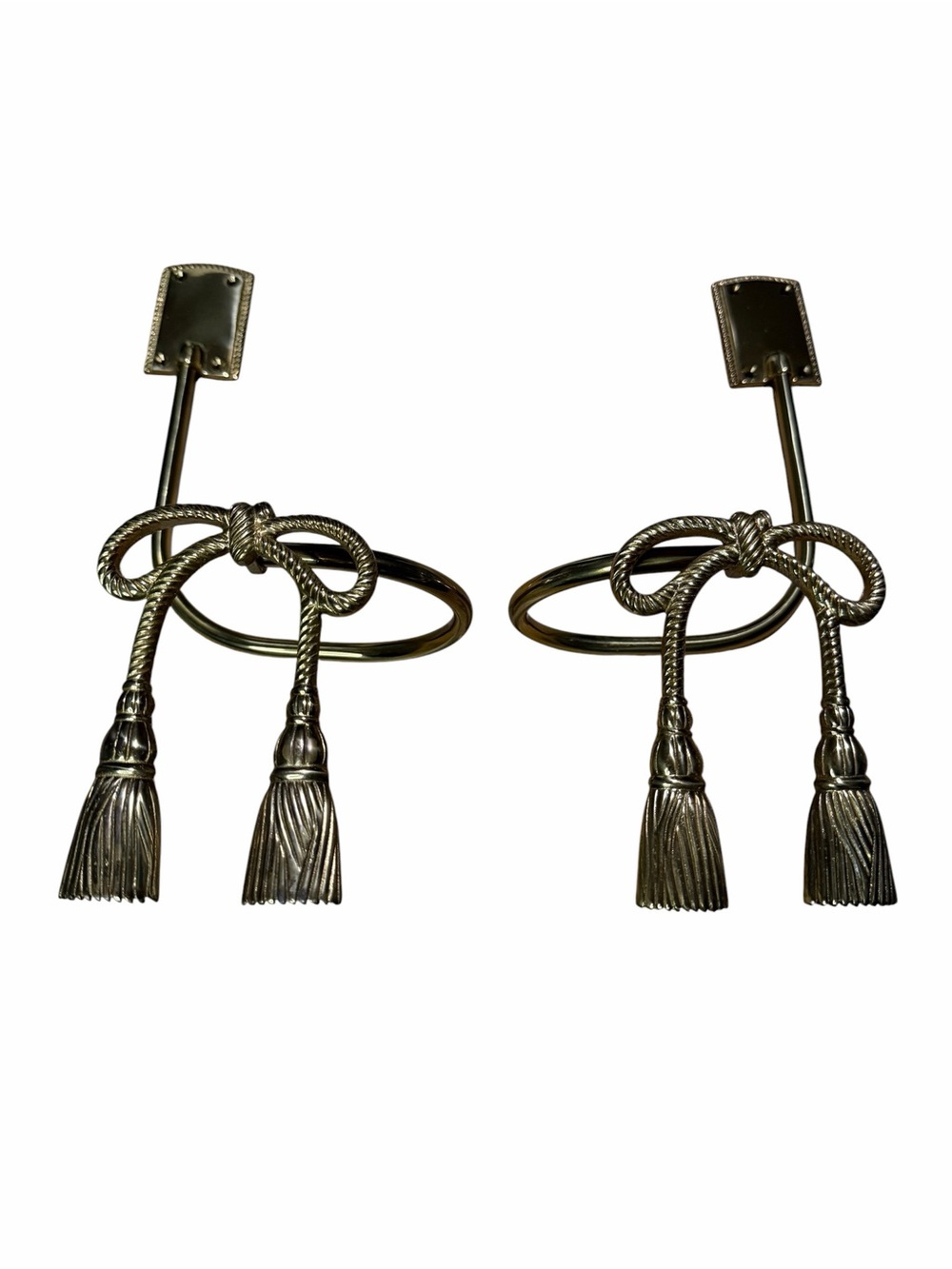 Solid Brass Set of 2 Bow Tassel Curtain Tiebacks